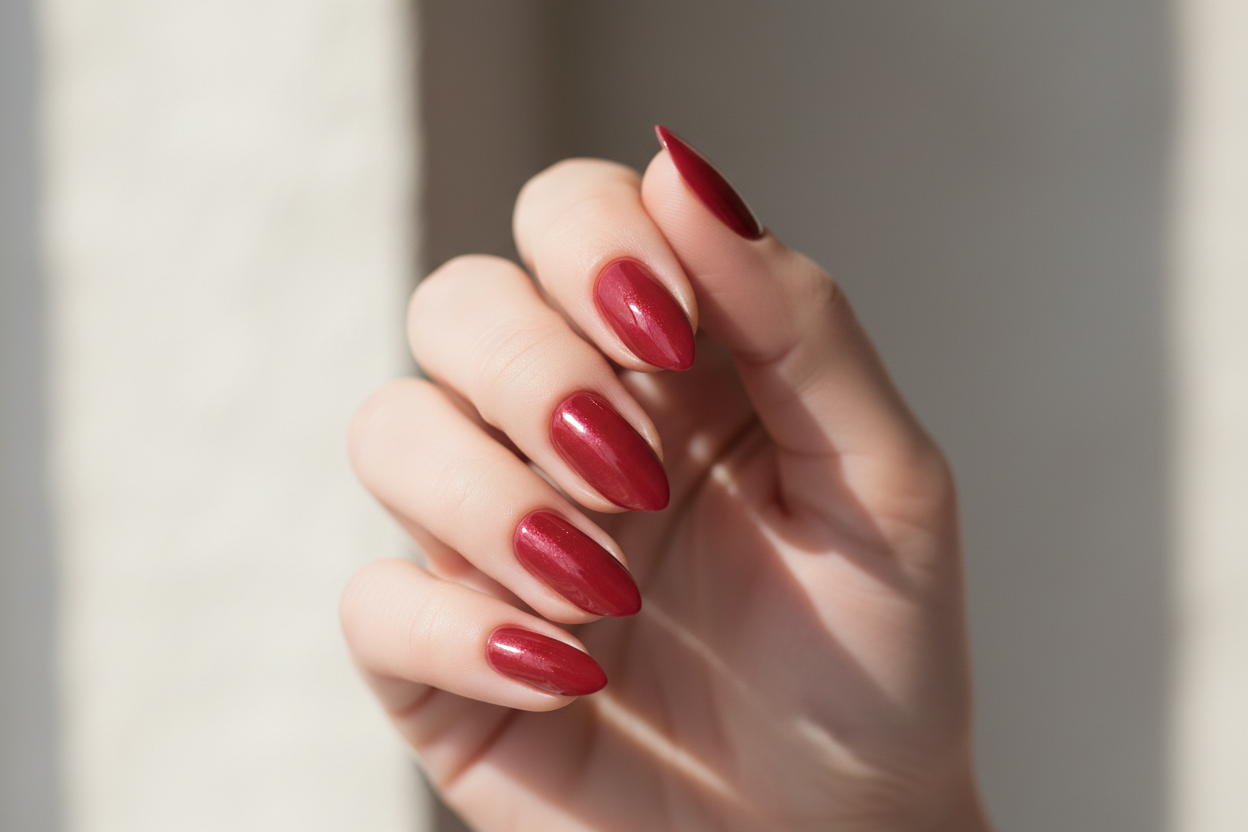 female hand with nail polish